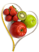 tapemeasure outlines a heart shape filled with fresh fruit